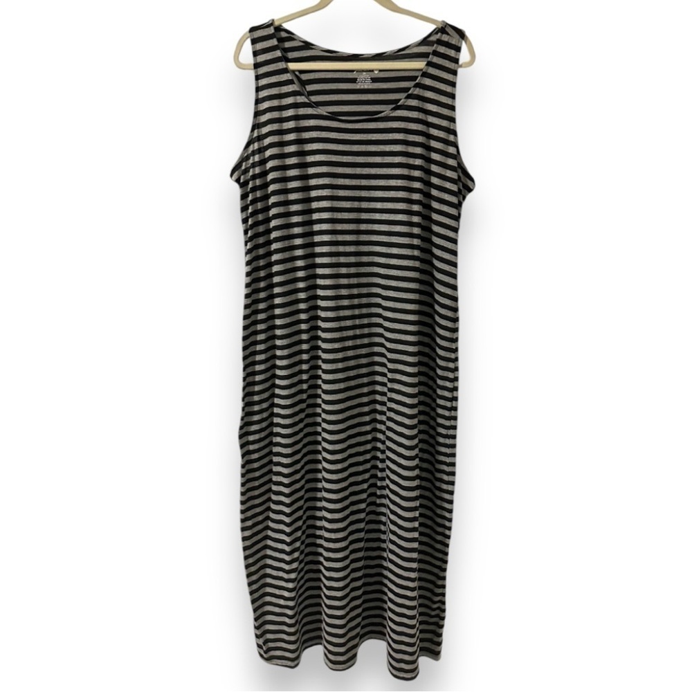 Just Love Black Gray Striped Sleeveless Maxi Dress Women’s Plus Size 2X Comfy